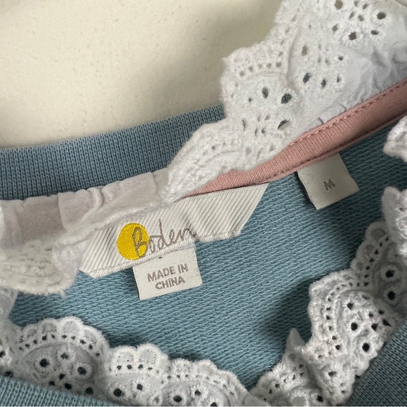 Boden Holly Polka Dot Jersey Lace Trim Sweatshirt - Picture 6 of 7